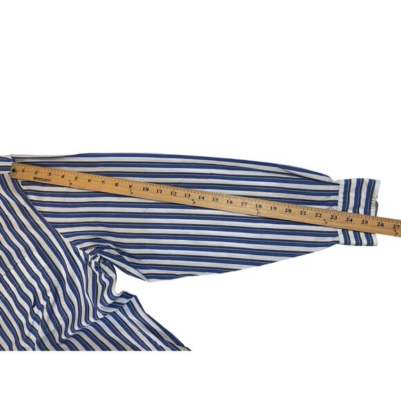 Nautica Classic Fit Long Sleeve Blue Striped Button Down Shirt - Size Men's XL - Picture 5 of 8